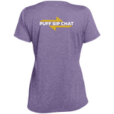Loyal To Ash / Puff Sip Chat Ladies' Heather Scoop Neck Performance Tee