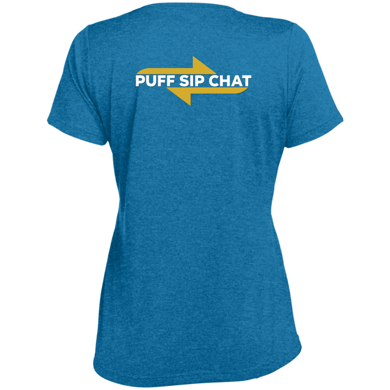 Loyal To Ash / Puff Sip Chat Ladies' Heather Scoop Neck Performance Tee