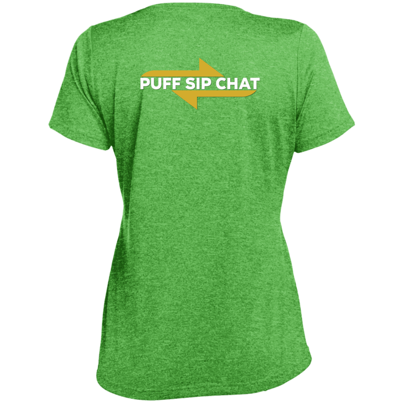 Loyal To Ash / Puff Sip Chat Ladies' Heather Scoop Neck Performance Tee