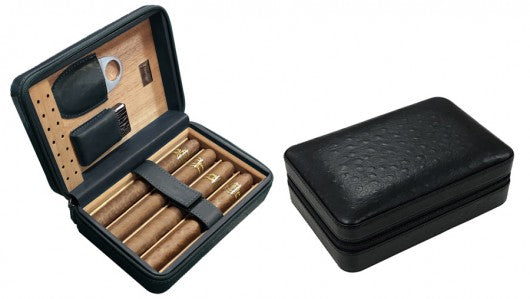 Manhattan Black Leather Travel Humidor